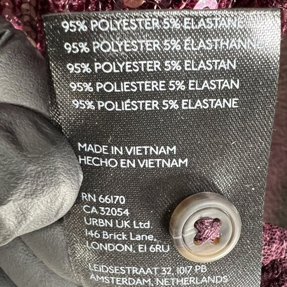 Anthropologie Pilcro Women XS OVERSIZED Burgundy Sequin Button Up Fairy Glam Top - Picture 15 of 16